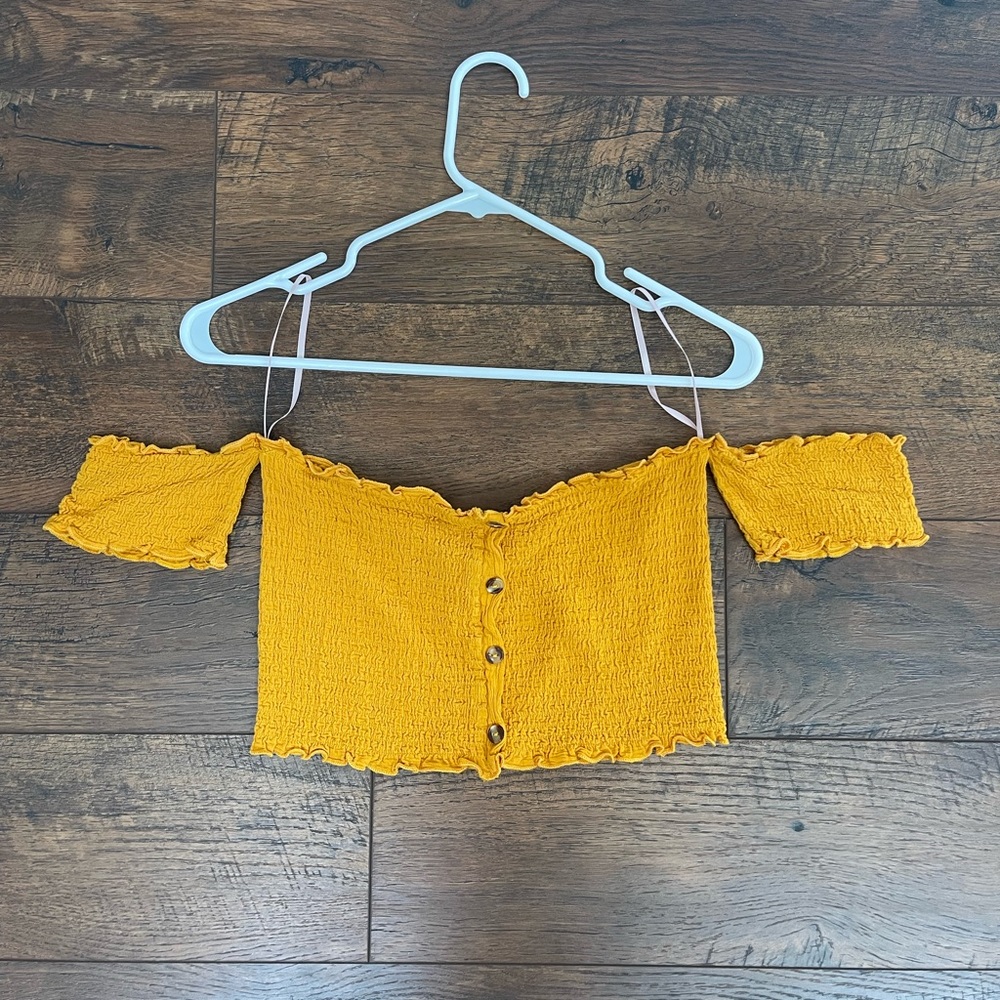 NEW Mustard Yellow Cropped Off the Shoulder Top
